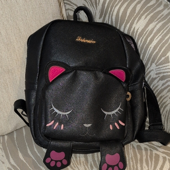 Black Cat Face Backpack with Pink Accents main image 9